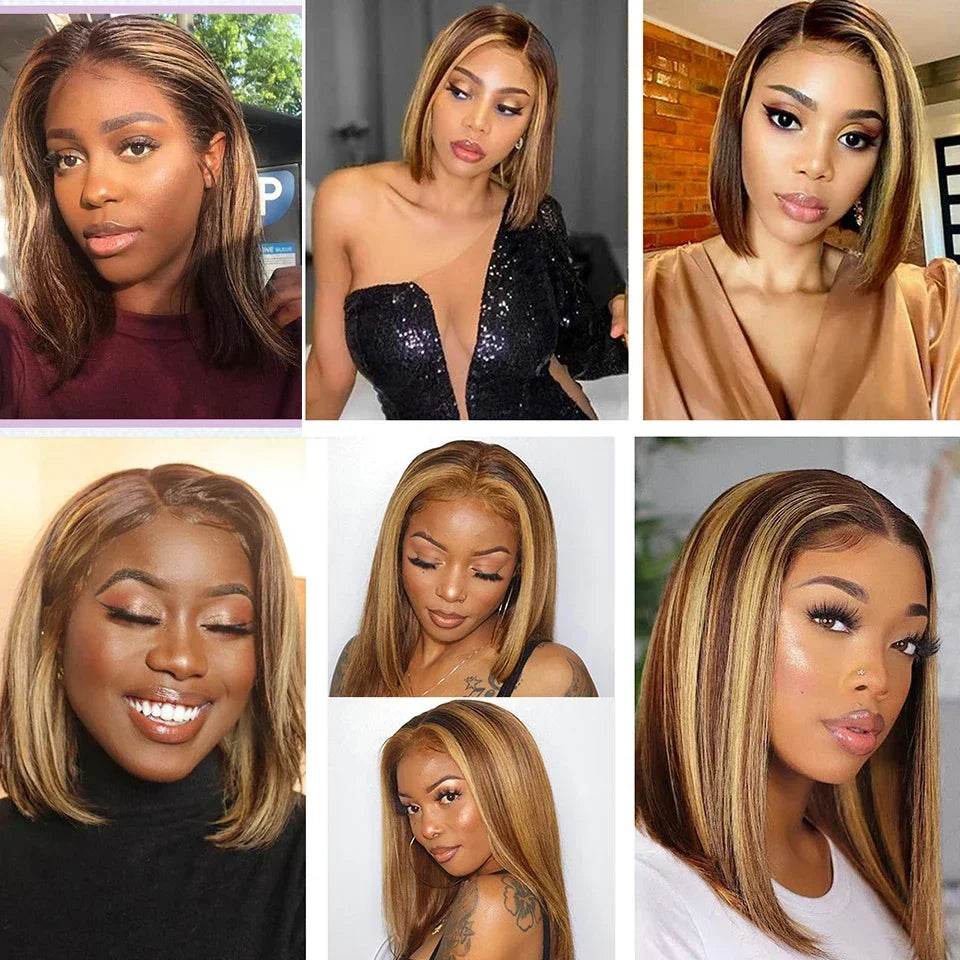 Straight Bob Wigs Human Hair 13x4 HD Lace Frontal Glueless Bob Wigs 4x4 Lace Closure for Women 180% - BON's