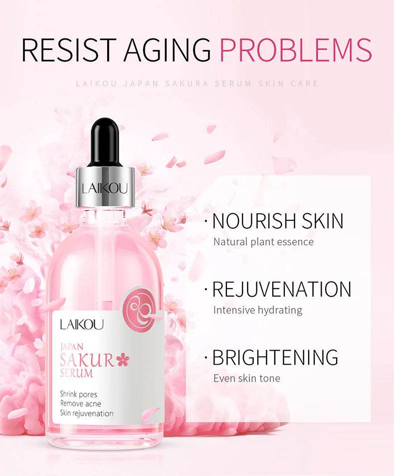 100ml LAIKOU Sakura Vitamin C Serum - Moisturizing, Firming, Brightening Face Essence for Glowing Skin - BON's