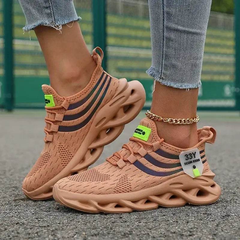 Thick Soled Sports Shoes Knitted Round Toe Shoes 3CM Block Heel Retro Style | Fashion Shoes for Men's Hiking and Walking - BON's