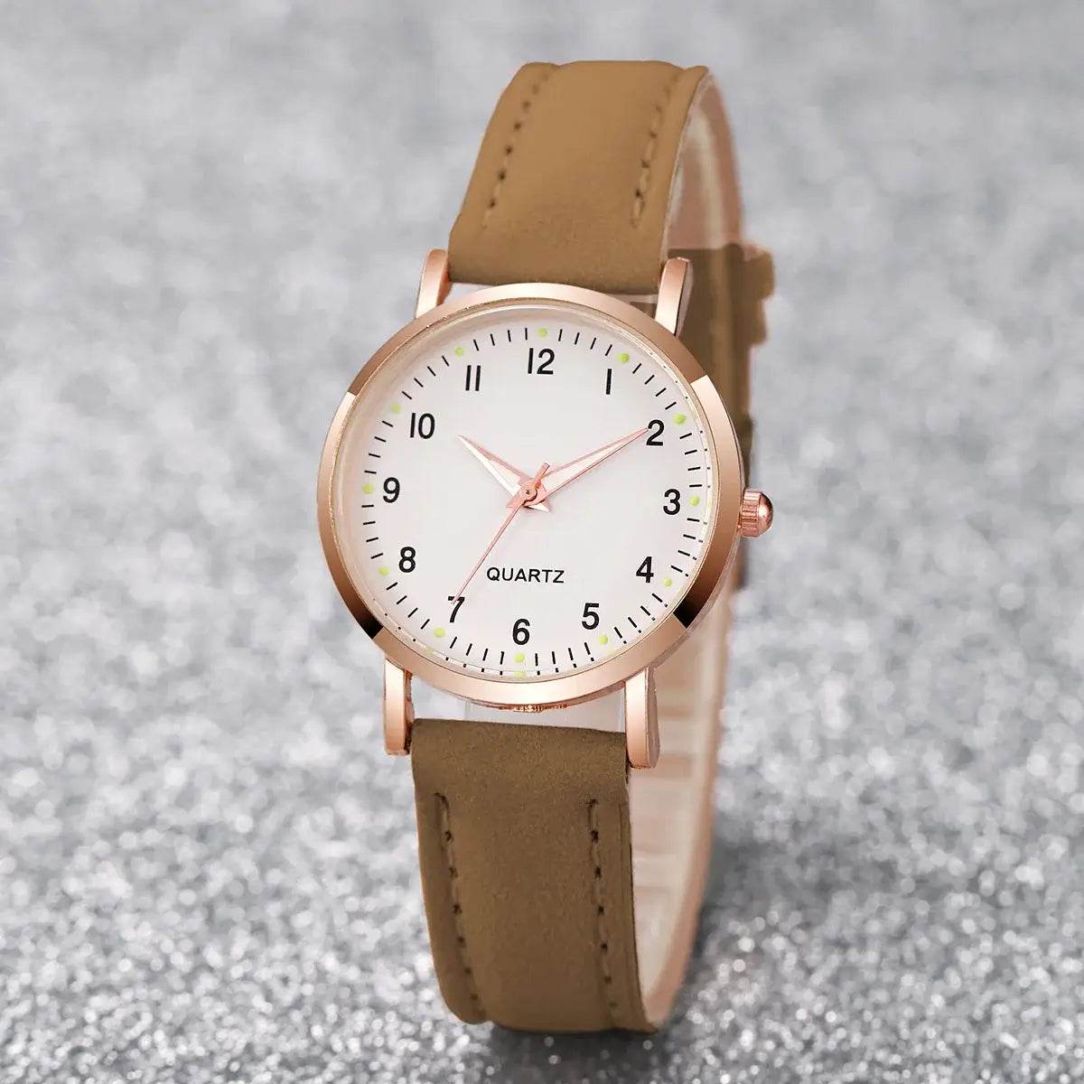 Fashion Women Watches Casual Arabic Dial Ladies Leather Band Quartz Watch Reloj Mujer Girls Clock Gift - BON's