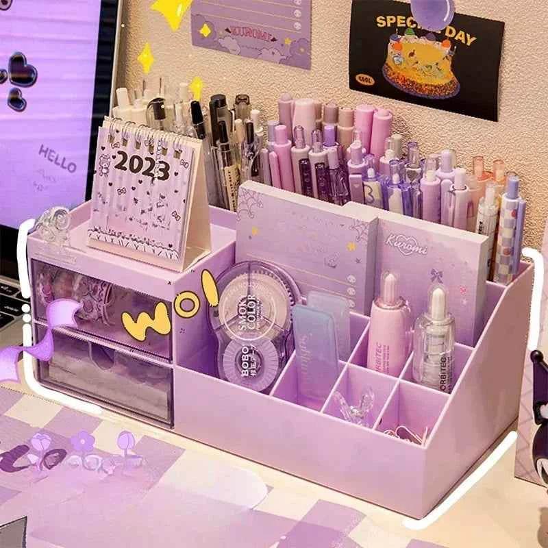 Cute Pen Holder Organizer for Desk - 9 Grid Drawer Stationery Storage for Girls - BON's
