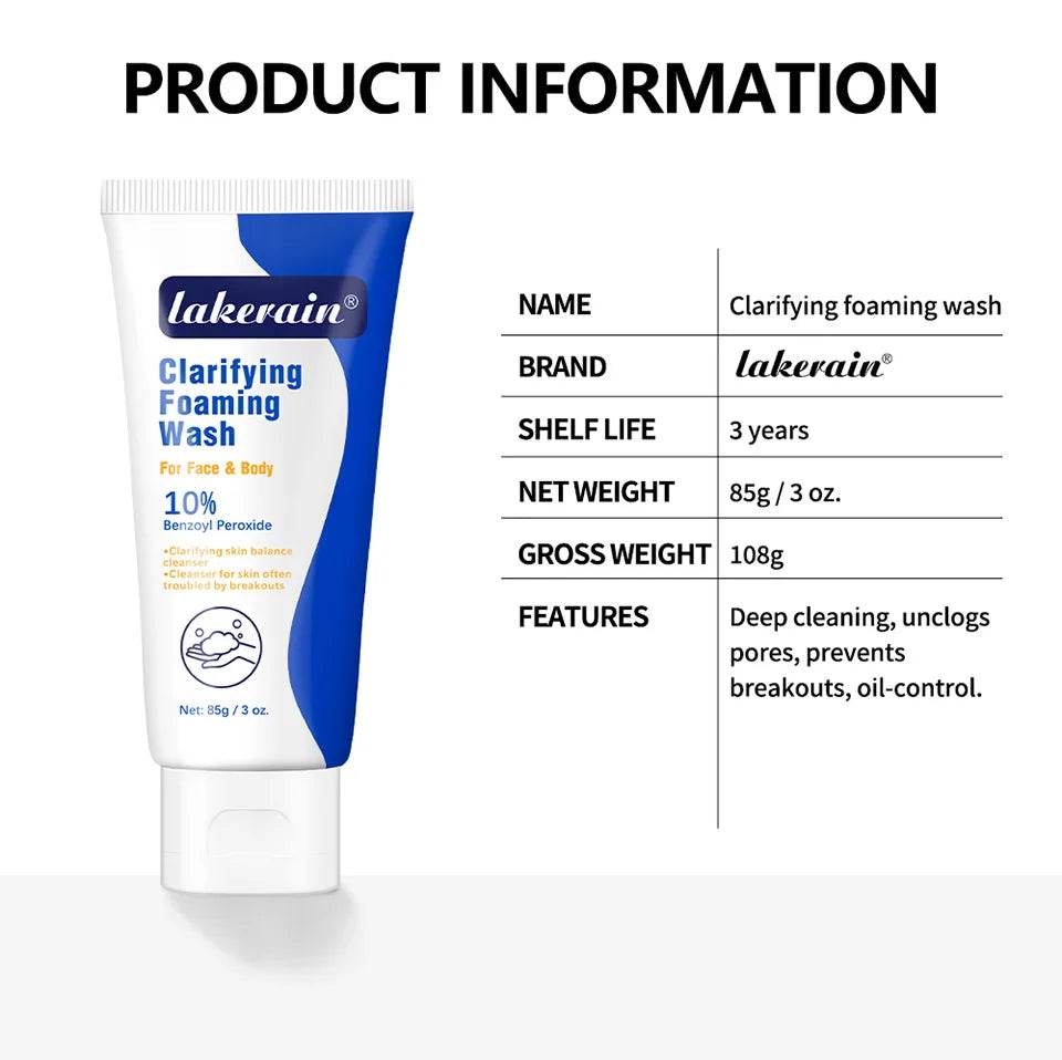 Acne Foaming Wash for Deep Cleaning, Pore Unclogging, and Redness Reduction in Facial & Body Skin Care - BON's