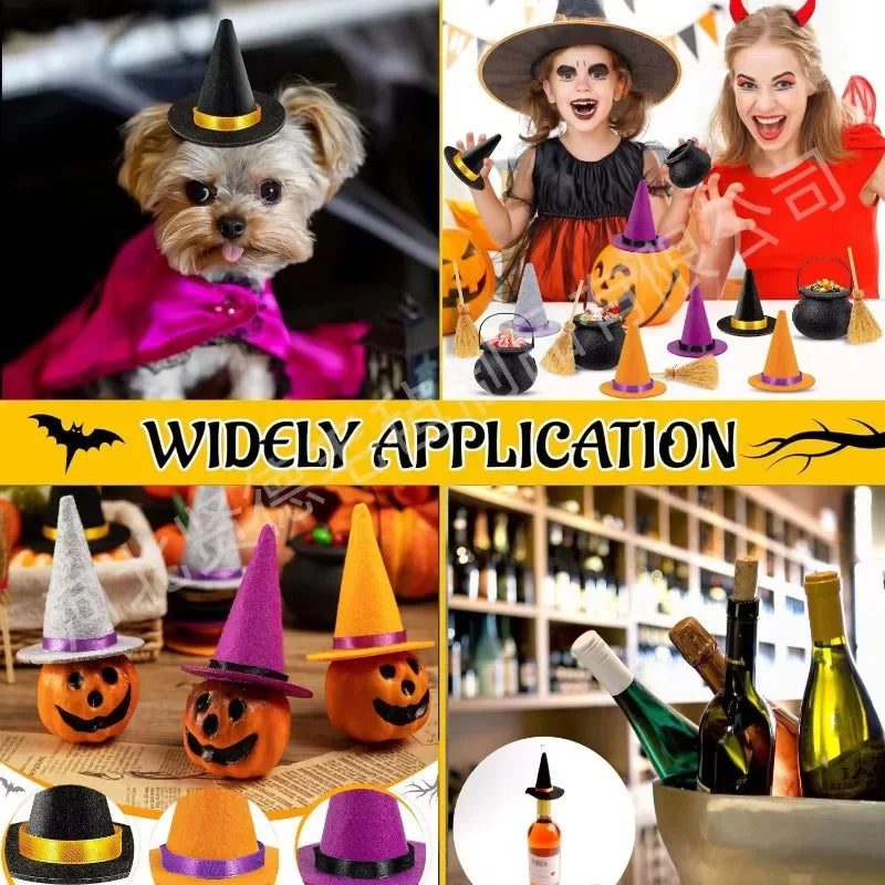 Mini Witch Hat Wine Bottle Pumpkin Decoration Formal Hat Halloween Decoration Little Man Sharp Corner Witch Hat Party Supplies
