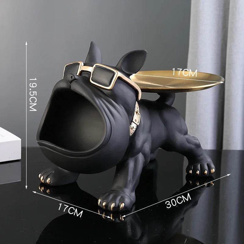 30cm Bulldog Figurine Storage Box - Resin Art Sculpture and Decorative Storage Solution - BON's