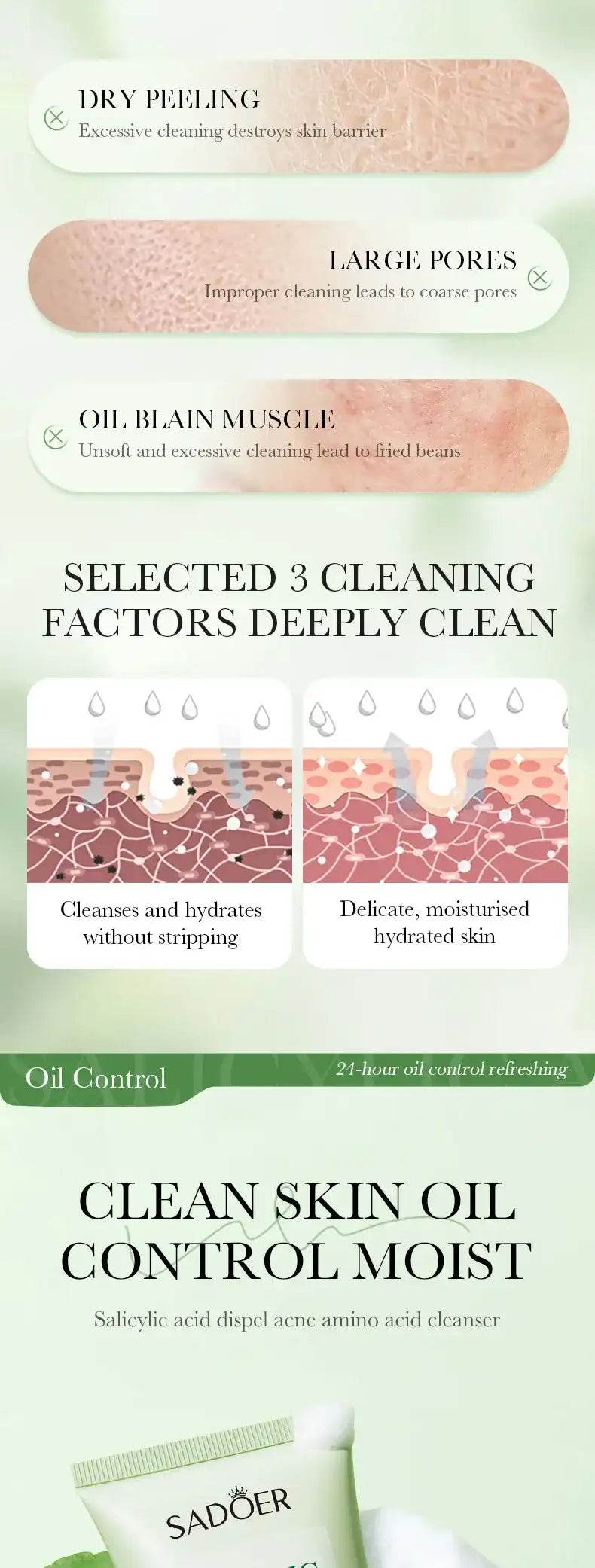 Deep Cleansing Salicylic Acid Face Wash with SPF 50+, Moisturizing Toner, and Whitening Formula - BON's