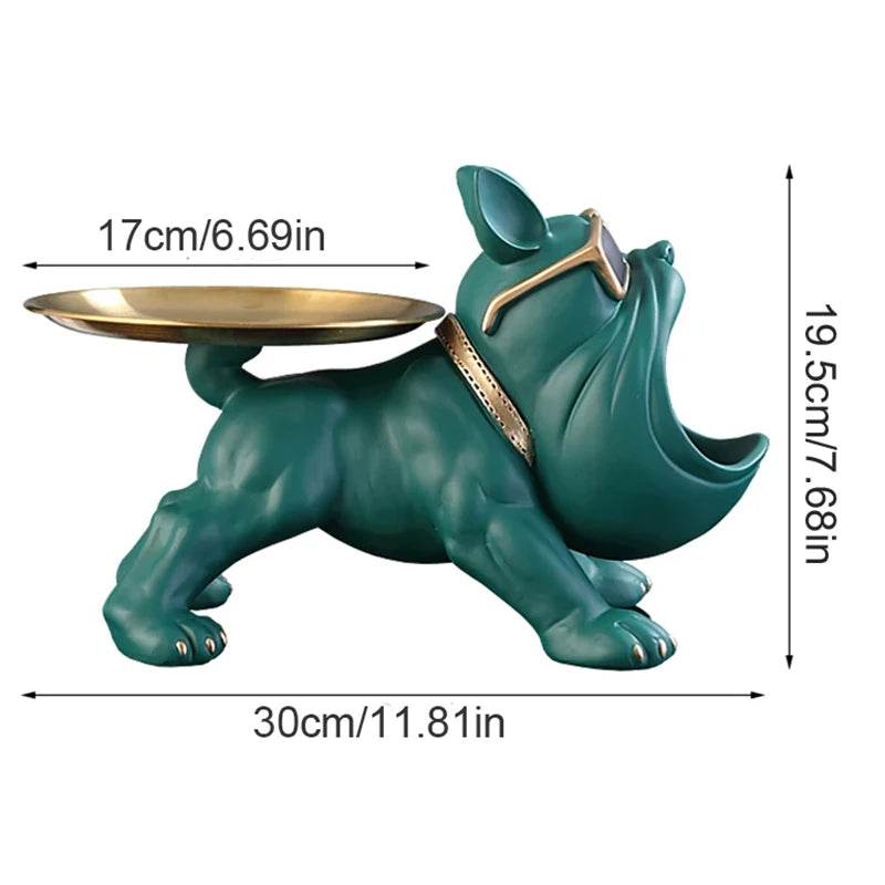 30cm Bulldog Figurine Storage Box - Resin Art Sculpture and Decorative Storage Solution - BON's