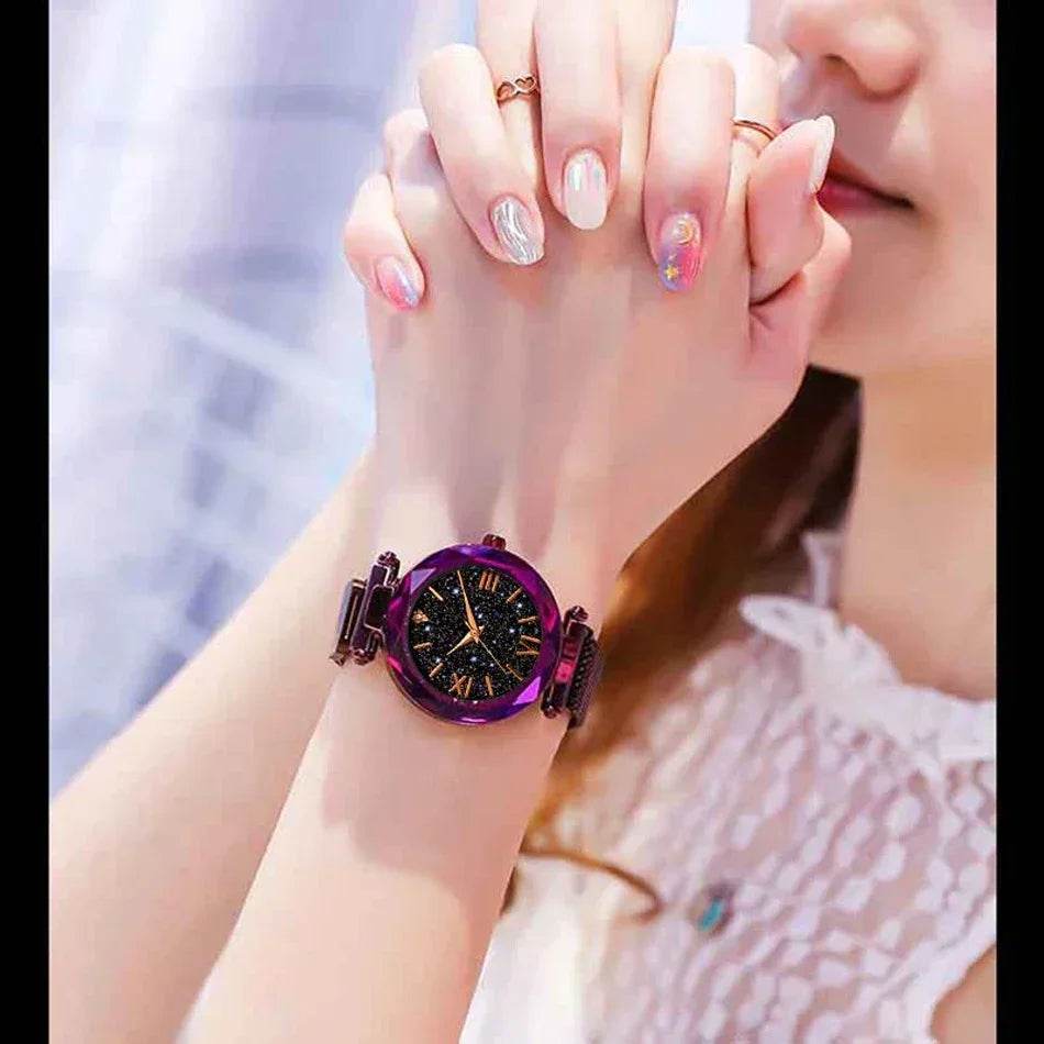 Luxury Women's Starry Sky Watch with Magnetic Mesh Belt Band - Fashion Dress Wristwatch for Women - BON's