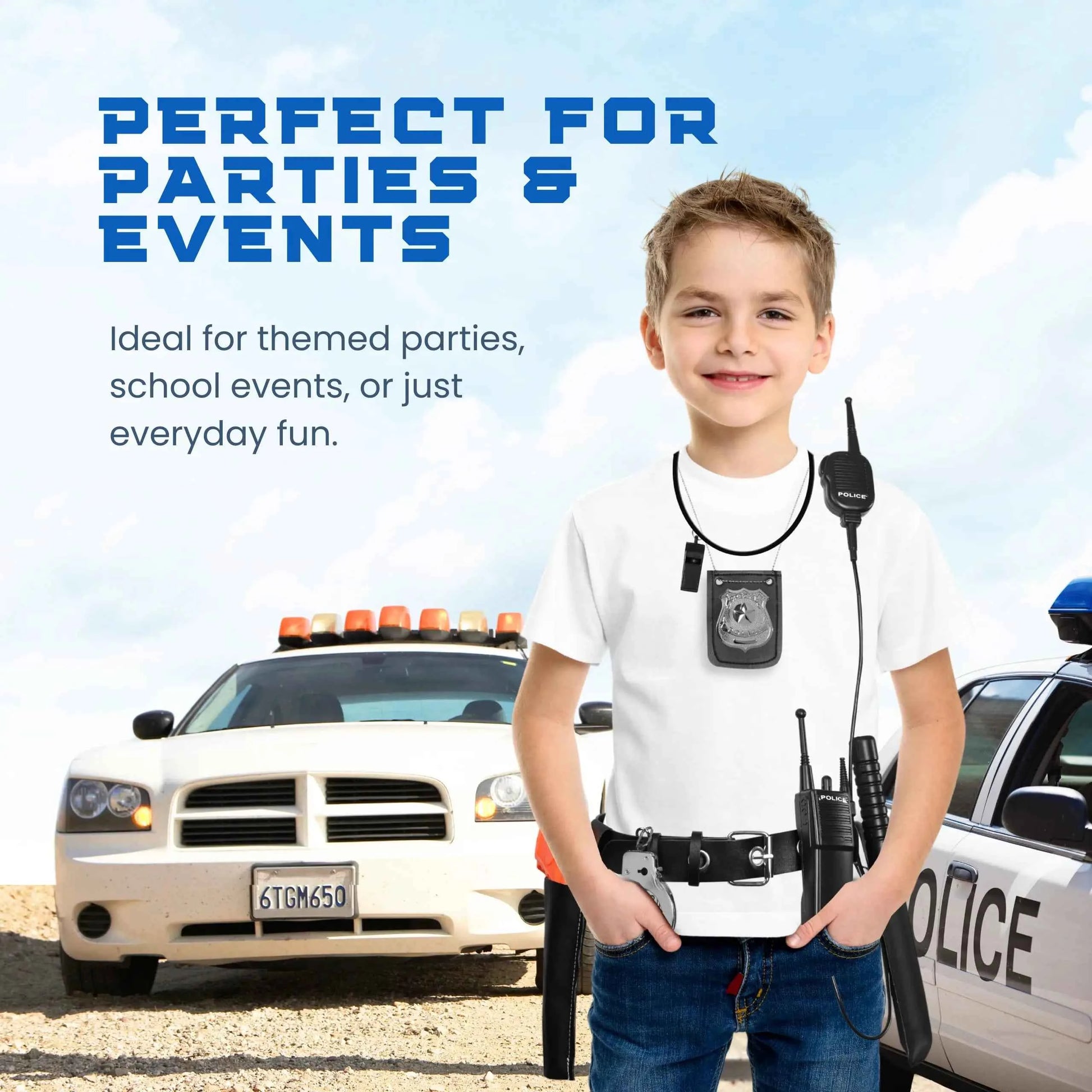 Police Officer Pretend Play Set 10-Piece Costume Accessories With Badge Belt Gun Handcuffs Halloween Role Play Kit For Ages 3–10