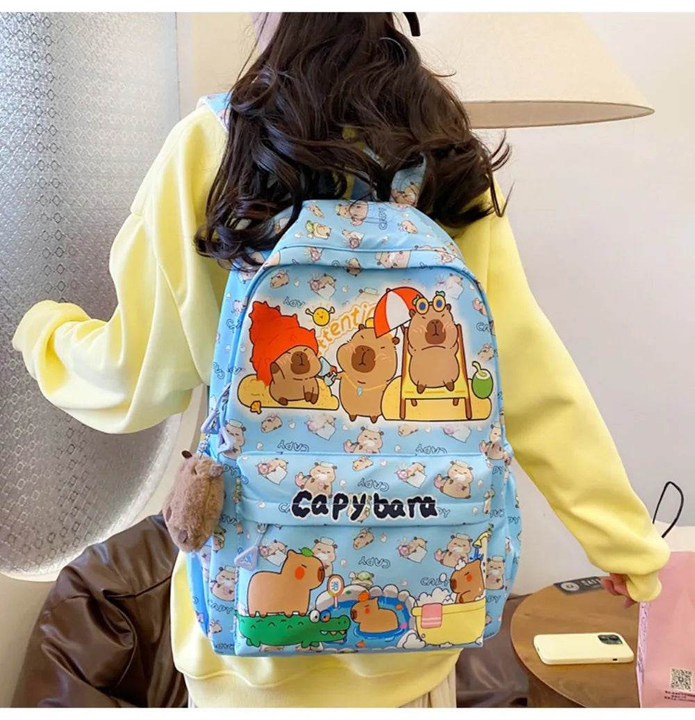 Capybara School Backpack - Cute Large Student Schoolbag - BON's