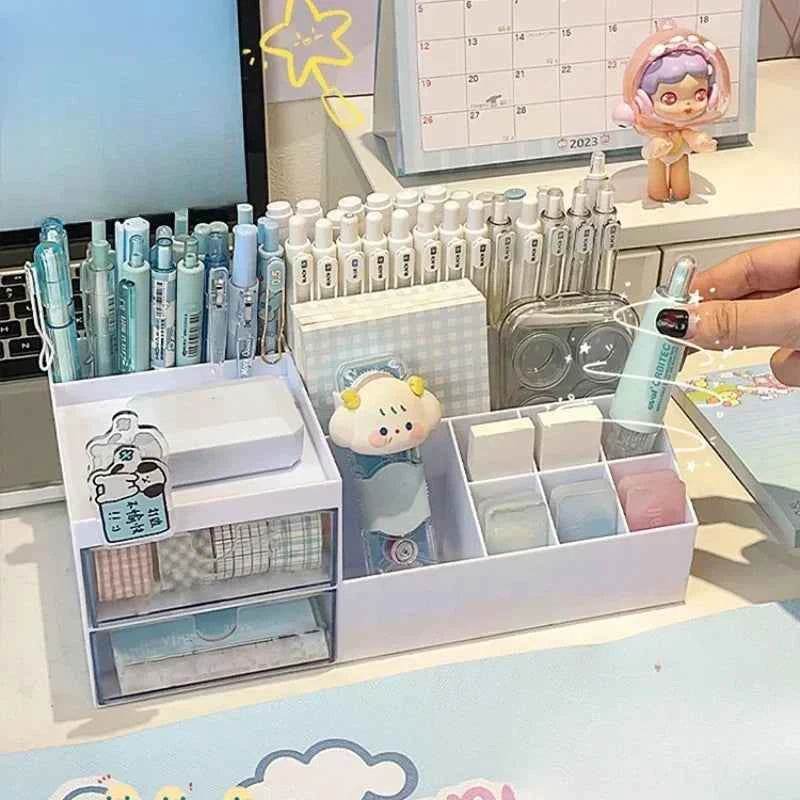 Cute Pen Holder Organizer for Desk - 9 Grid Drawer Stationery Storage for Girls - BON's