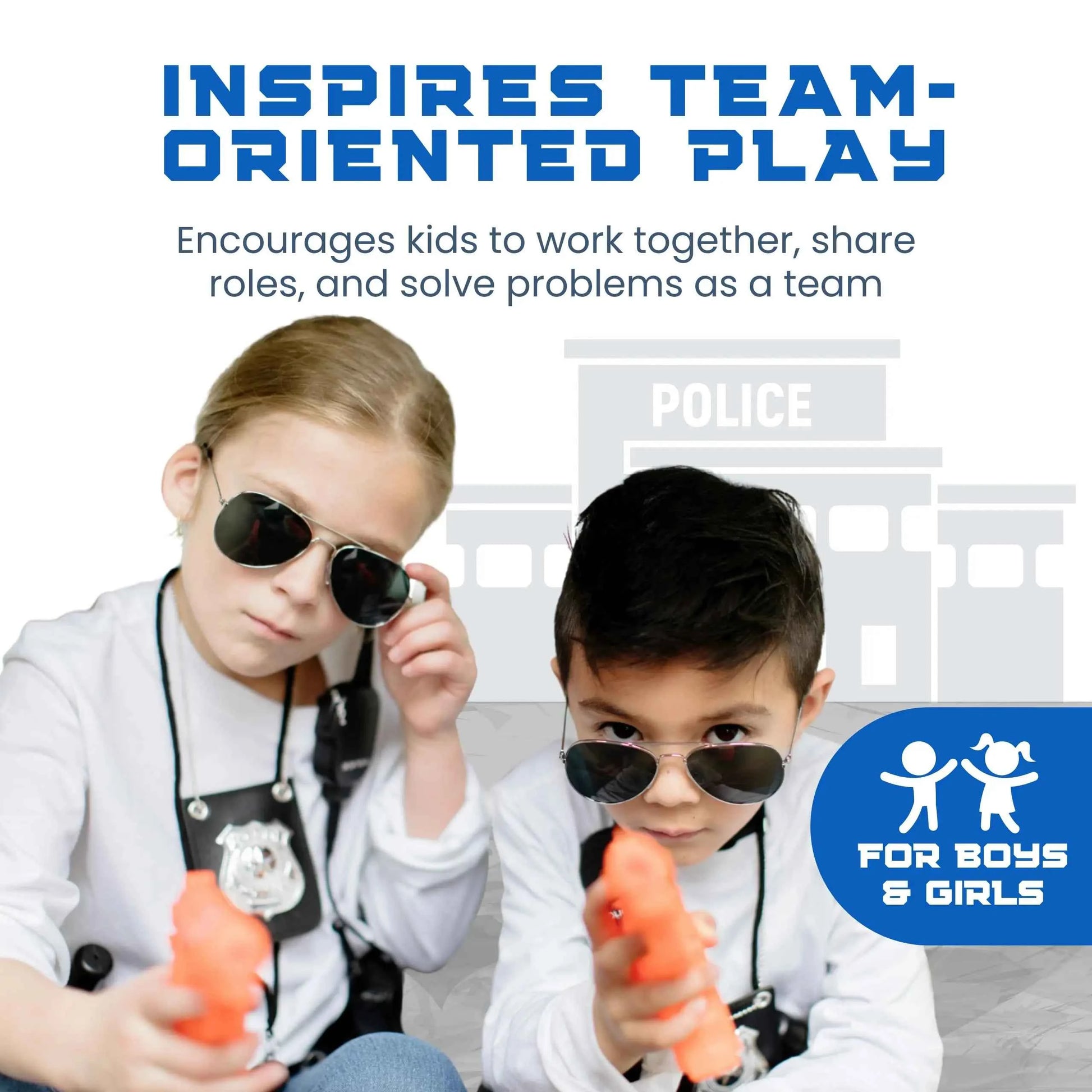 Police Officer Pretend Play Set 10-Piece Costume Accessories With Badge Belt Gun Handcuffs Halloween Role Play Kit For Ages 3–10