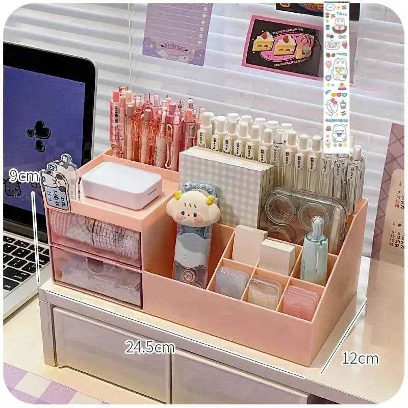 Cute Pen Holder Organizer for Desk - 9 Grid Drawer Stationery Storage for Girls - BON's