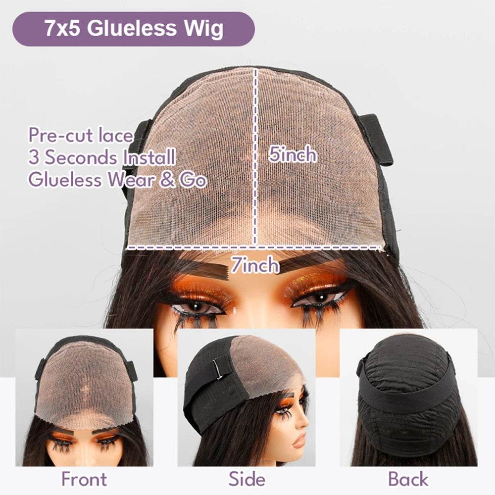 Pre Cut No Glue Bob Wigs - Curly 7x5 Glueless Lace Frontal Human Hair 13x4 Ready To Go Wigs for Women Pre Plucked - BON's