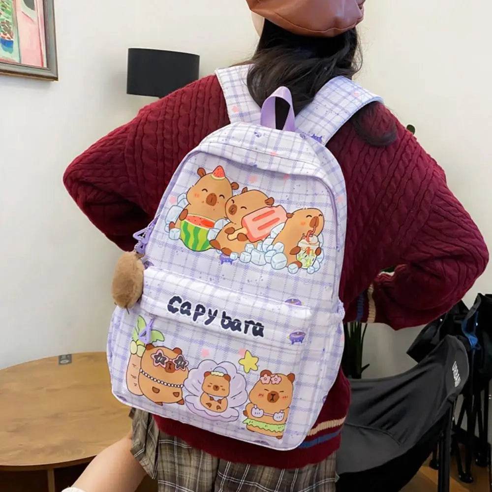 Capybara School Backpack - Cute Large Student Schoolbag - BON's