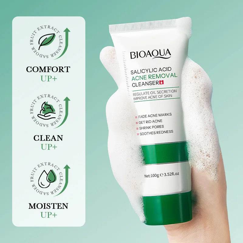 BIOAQUA Salicylic Acid Facial Cleanser Acne Treatment Moisturizing Oil Control skincare Face Wash Foam Face Cleanser Skin Care - BON's