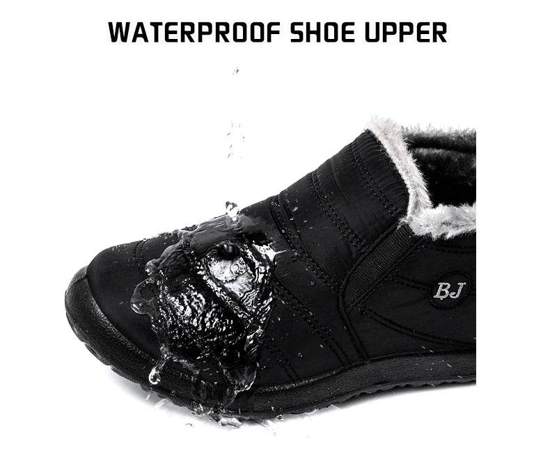 Winter Waterproof Snow Boots for Women - Plus Size Casual Flat Ankle Boots with Anti-Slip Warm Fur Plush - BON's