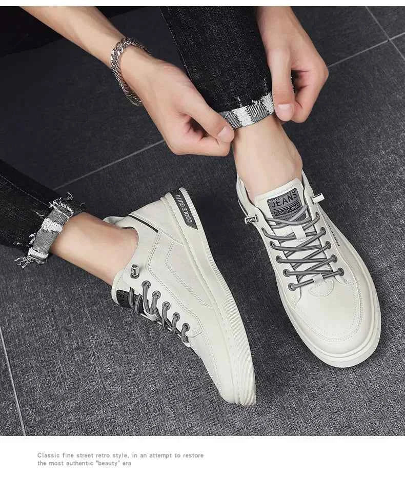 2025 Men’s Versatile White Sneakers – Breathable Spring Board Shoes for Sports & Casual Style