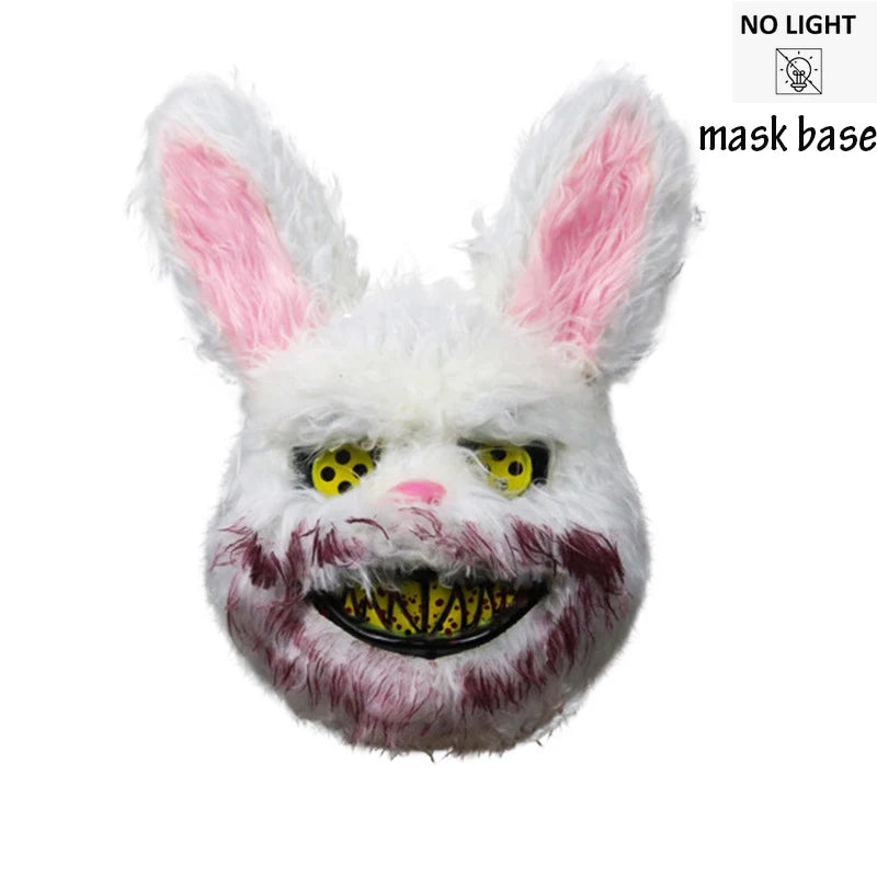 LED Glowing Bloody Rabbit Mask β Neon Horror Cosplay for Halloween, Carnival & Masquerade