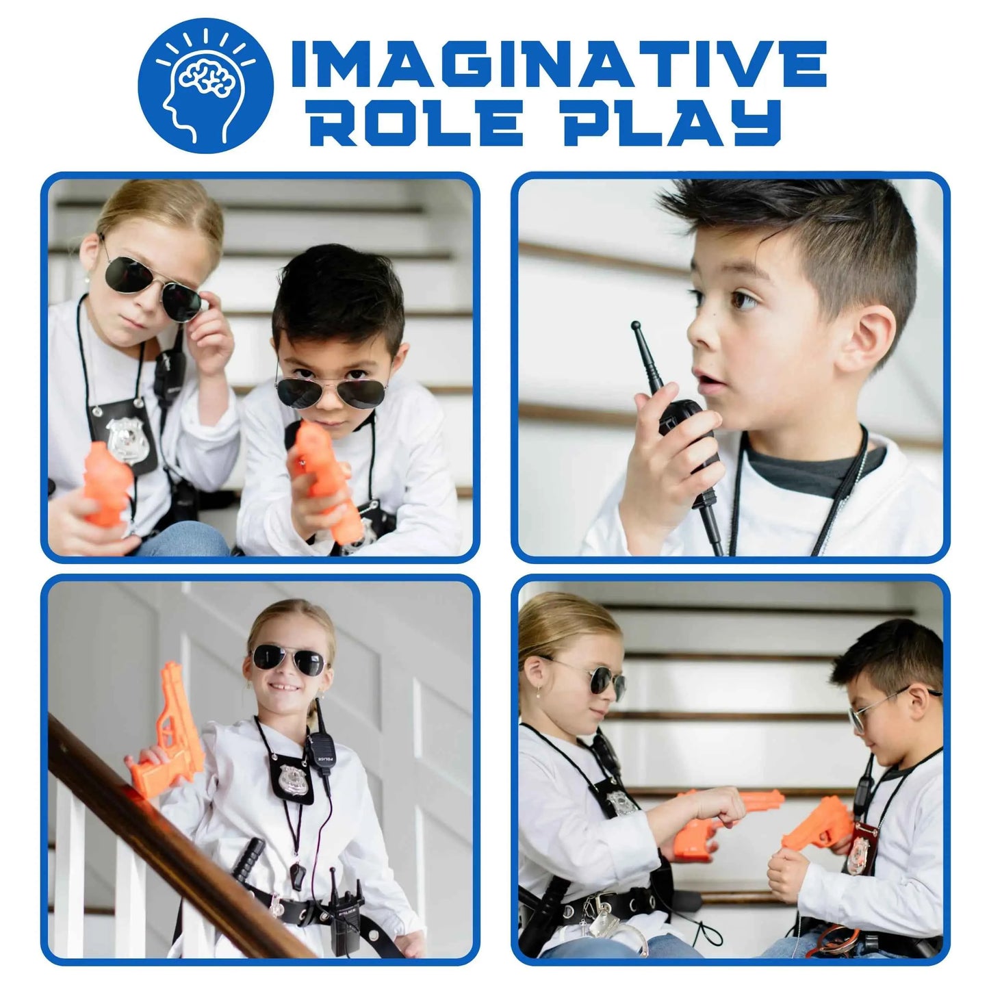 Police Officer Pretend Play Set 10-Piece Costume Accessories With Badge Belt Gun Handcuffs Halloween Role Play Kit For Ages 3–10