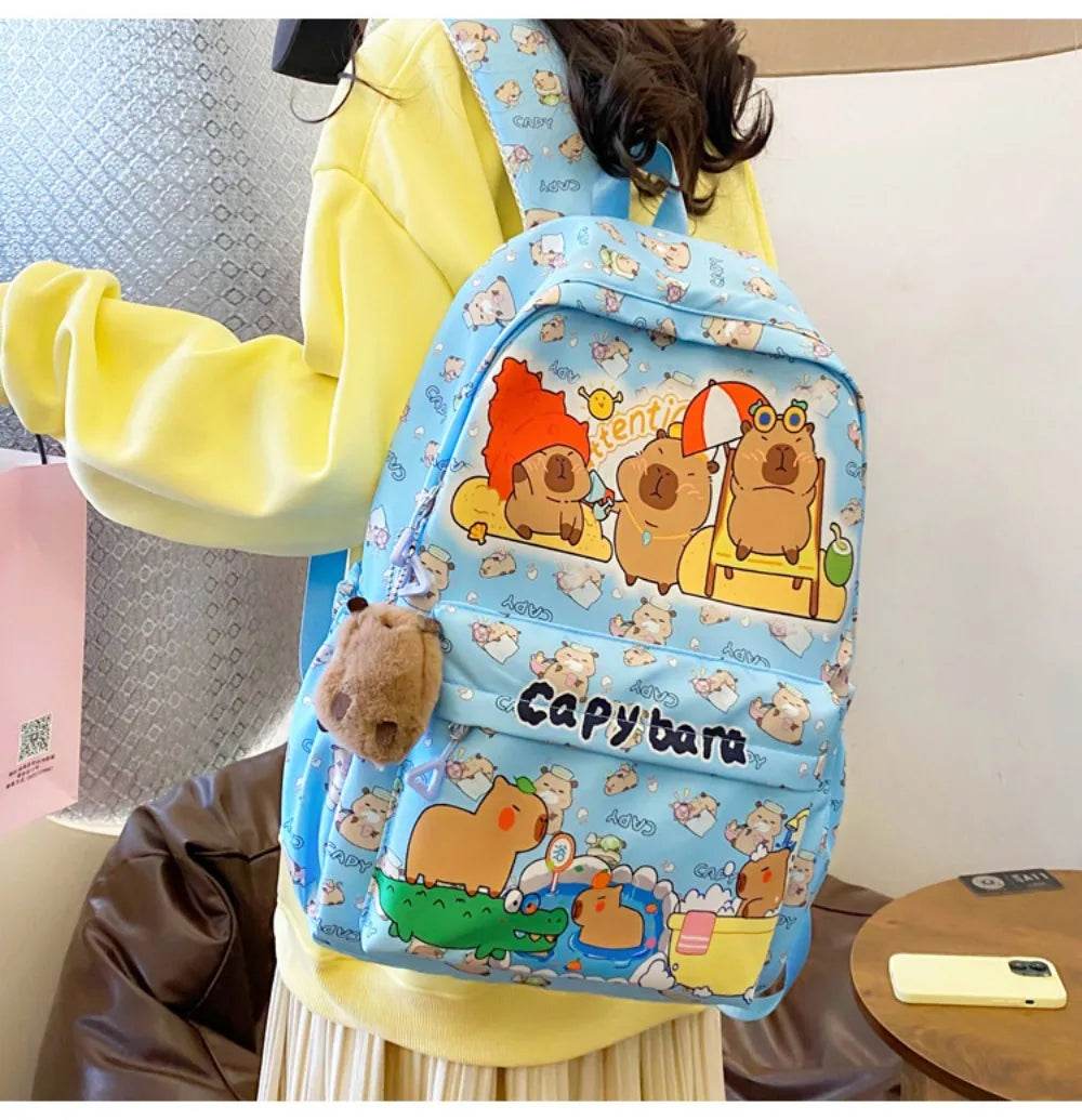 Capybara School Backpack - Cute Large Student Schoolbag - BON's
