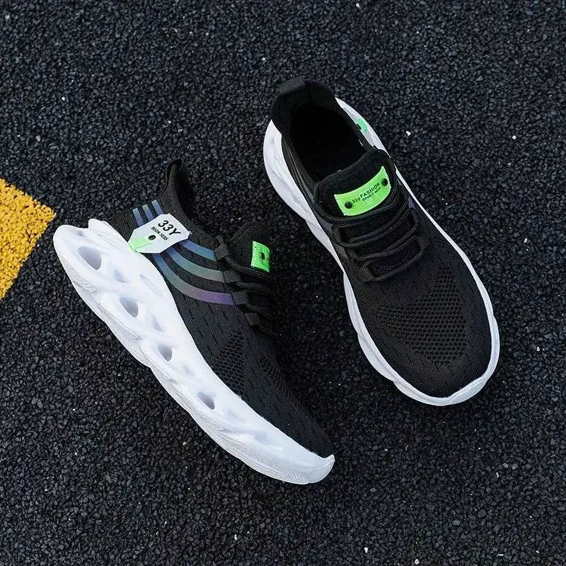 Thick Soled Sports Shoes Knitted Round Toe Shoes 3CM Block Heel Retro Style | Fashion Shoes for Men's Hiking and Walking - BON's