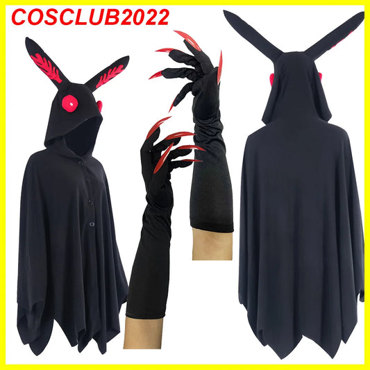 Adult Moth Cosplay Man Cloak Vampire Gloves Cape Hooded Clothing Costume Roleplay Outfits Halloween Carnival Party Disguise Suit