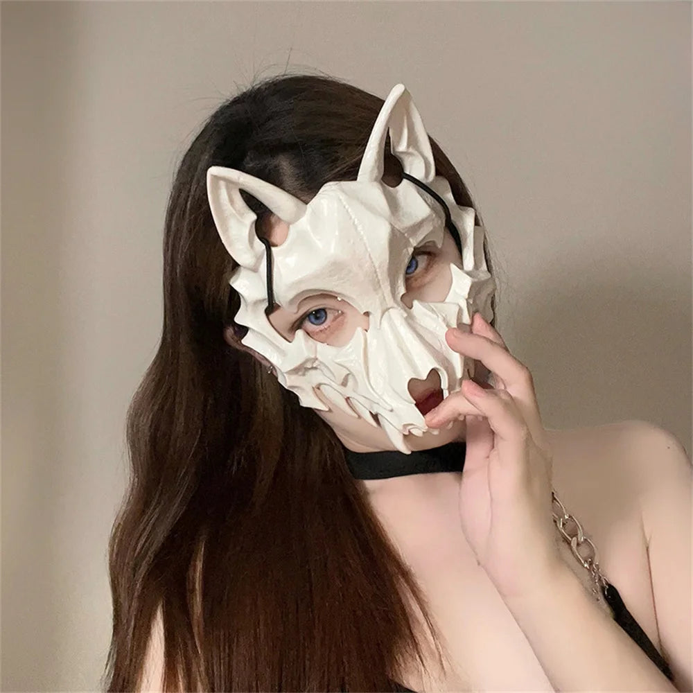 Halloween Skull Half-Face Mask – Unisex Costume Prop | Animal Bone Design for Cosplay, Party & Performance
