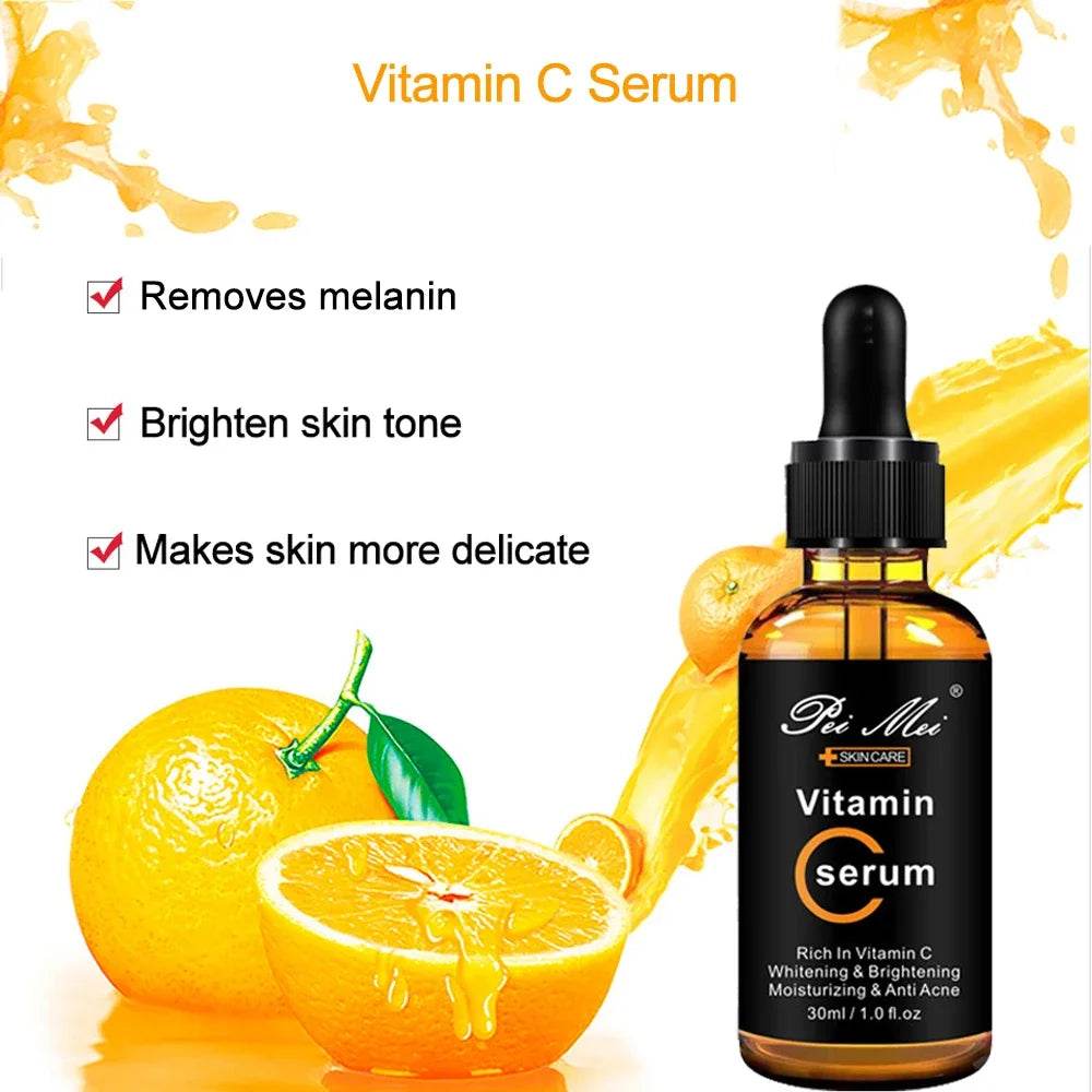 Skincare Products Vitamin C Facial Serum Brighten Skin Lighten Spots Hyaluronic Acid Face Essence Skin Care Products 30ml - BON's