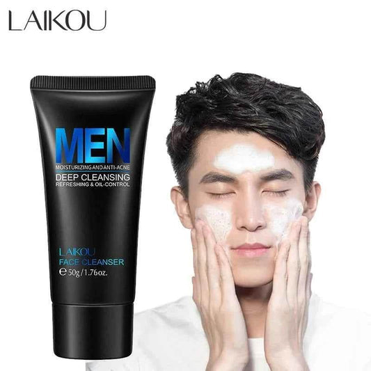 LAIKOU Men Facial Cleanser - Oil Control Face Wash for Blackhead Removal and Deep Nourishing Skin Care 50g - BON's