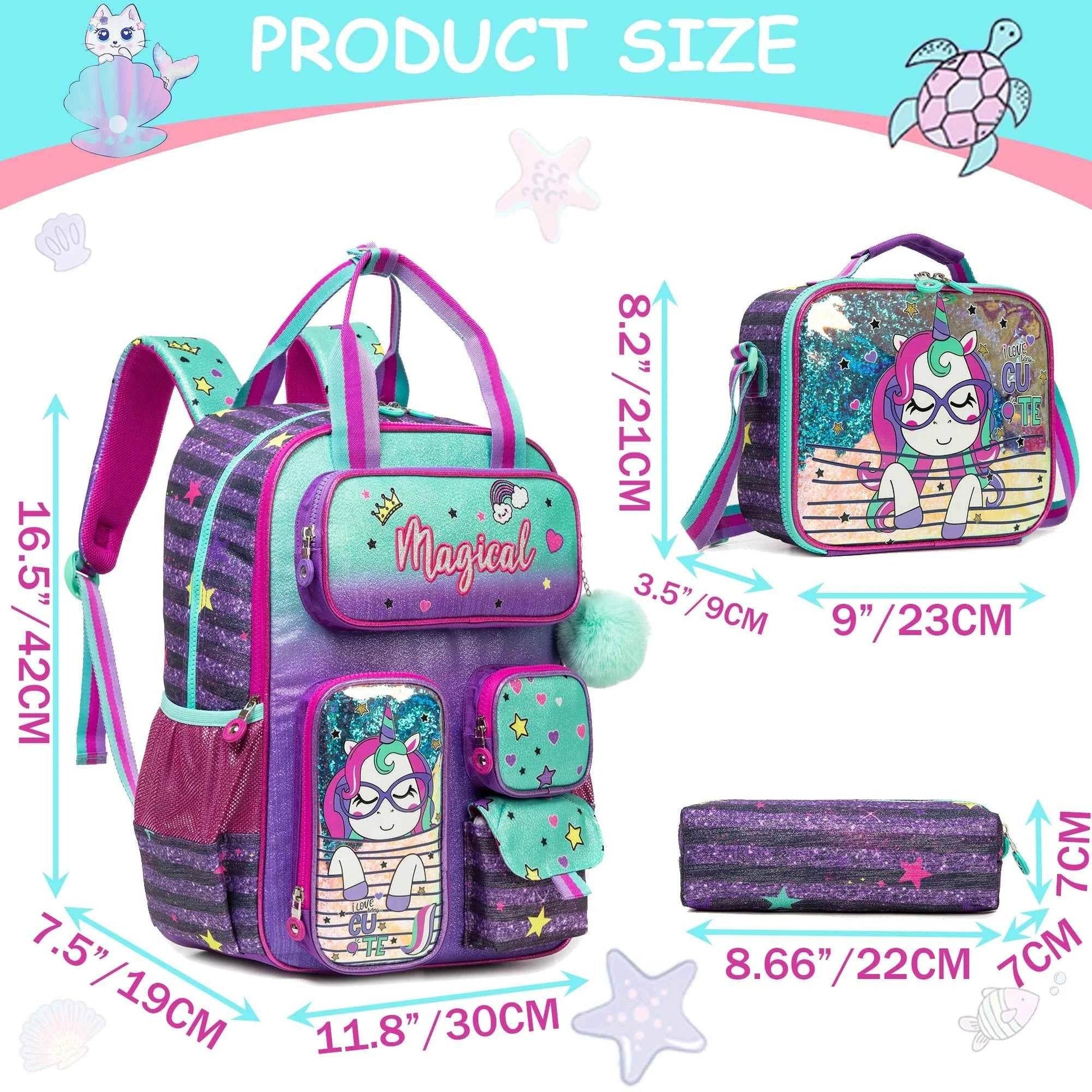Girls' Backpack Set with Lunch Bag for School - BON's
