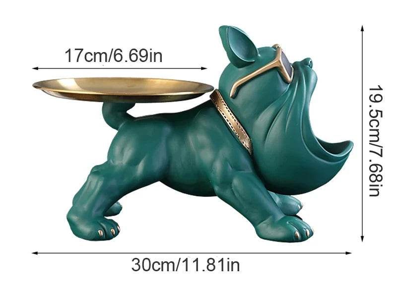 30cm Bulldog Figurine Storage Box - Resin Art Sculpture and Decorative Storage Solution - BON's