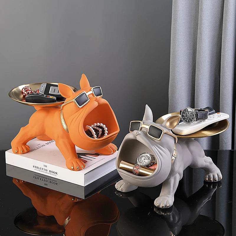 30cm Bulldog Figurine Storage Box - Resin Art Sculpture and Decorative Storage Solution - BON's
