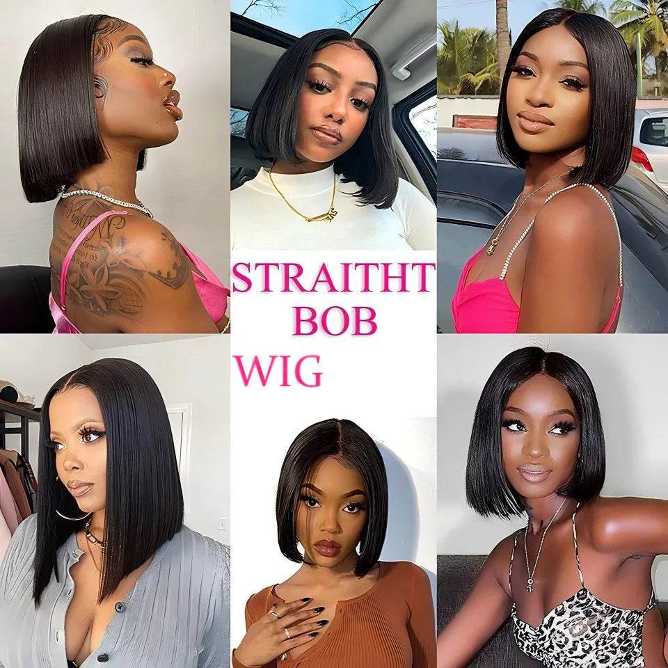 Straight Bob Wigs Human Hair 13x4 HD Lace Frontal Glueless Bob Wigs 4x4 Lace Closure for Women 180% - BON's