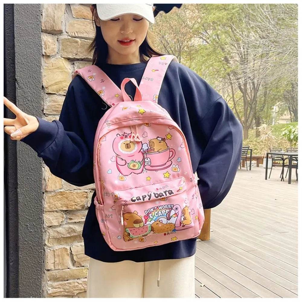 Capybara School Backpack - Cute Large Student Schoolbag - BON's