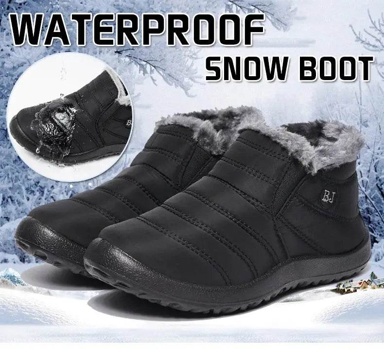 Winter Waterproof Snow Boots for Women - Plus Size Casual Flat Ankle Boots with Anti-Slip Warm Fur Plush - BON's