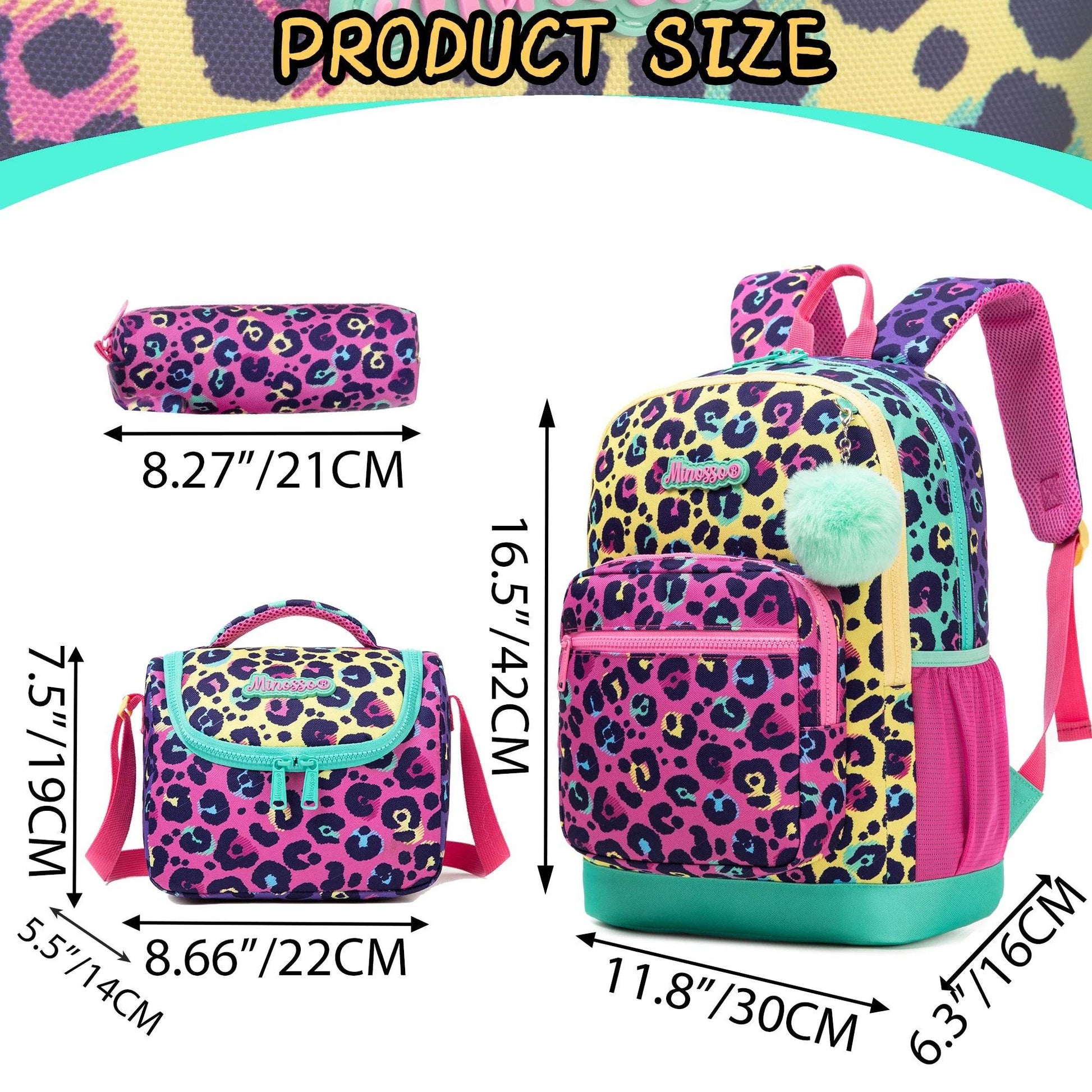 Backpack Sets for Girls and Boys - 3pcs School Bags with Lunch Bag and Pencil Case for Elementary Students and Teens - BON's