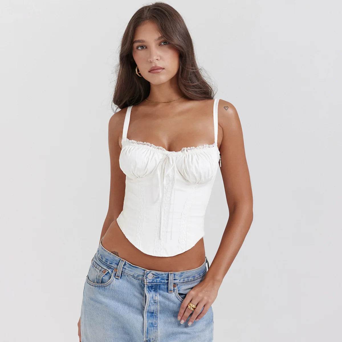 Sexy Lace Floral Corset Dress - Elegant Women's White Yellow Sundress, High Waist Mini Sun Dresses for Summer 2025 - BON's