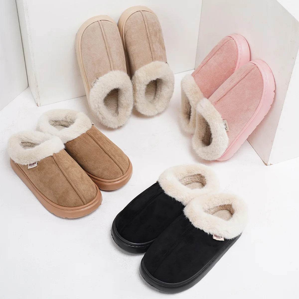 Kidmi Winter Women Shoes 2024 - Warm Outdoor Cotton Slippers and Plush Indoor Padded Footwear for Women - BON's