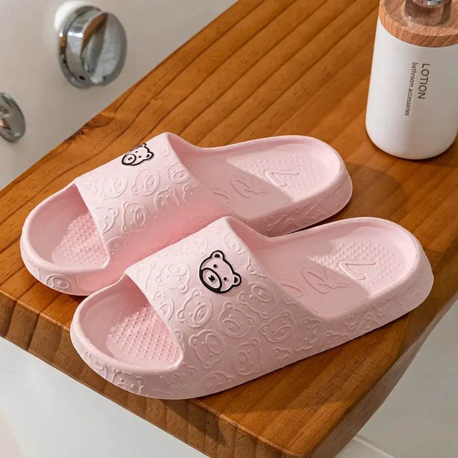 Women's Cute Bear Slippers - Summer Printing Anti-Slip Soft Sole Indoor Bathroom Shoes for Comfort and Leisure - BON's