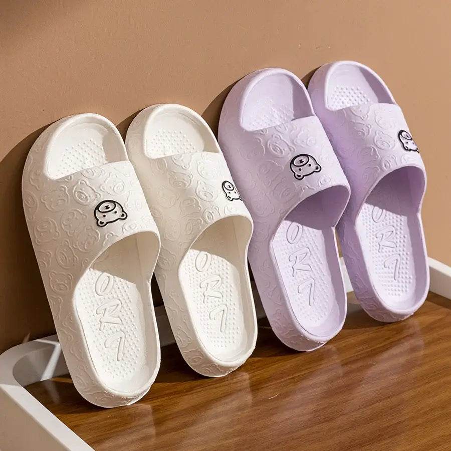 Women's Cute Bear Slippers - Summer Printing Anti-Slip Soft Sole Indoor Bathroom Shoes for Comfort and Leisure - BON's
