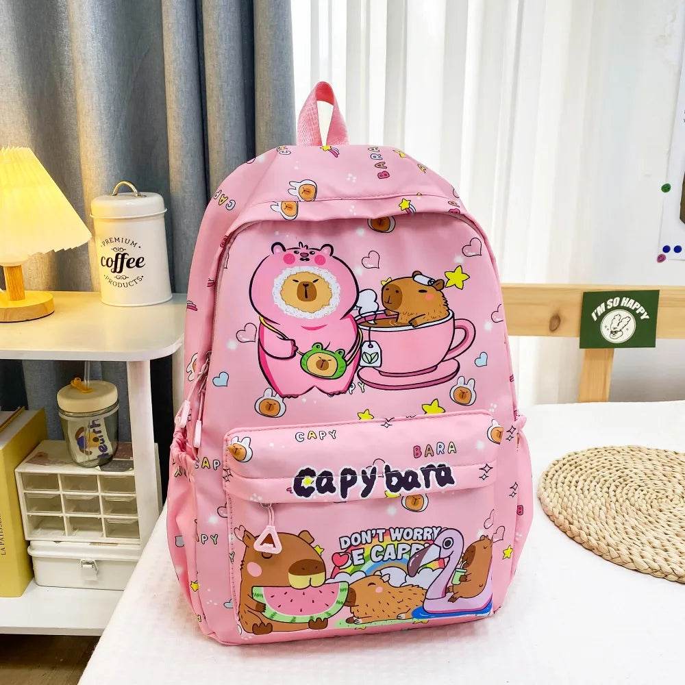 Capybara School Backpack - Cute Large Student Schoolbag - BON's