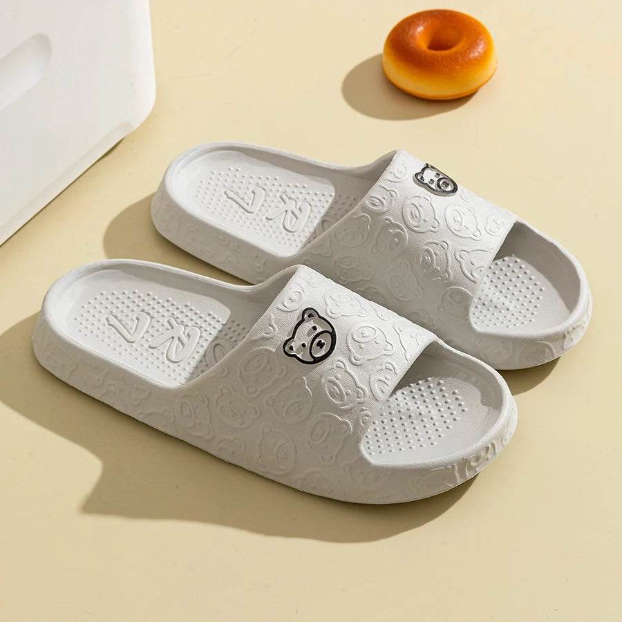 Women's Cute Bear Slippers - Summer Printing Anti-Slip Soft Sole Indoor Bathroom Shoes for Comfort and Leisure - BON's