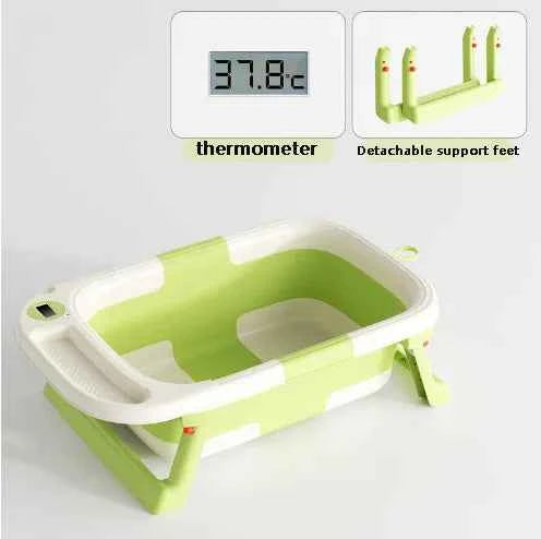 Baby Bathtub,Baby Bath Tub with Soft Cushion & Thermometer,Baby Bathtub Newborn to Toddler 0-36 Months,Portable Travel Baby Tub