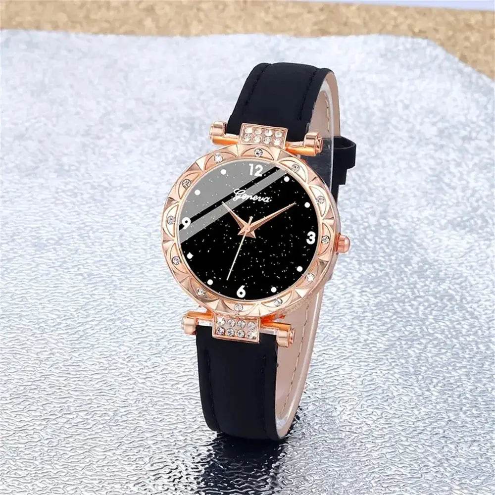 Luxury Women's Watch Set - 5Pcs Rhinestone Bracelet Wristwatch Collection for Girls - BON's