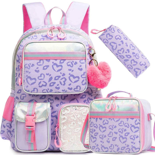 Meetbelify Aesthetic Backpack for Girls - Schoolbag with Lunchbox and Penbag for Elementary and Teen Students - BON's