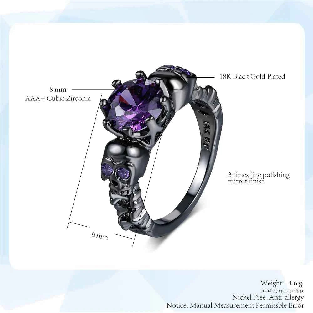 Retro Punk Skull Gothic Ring β Unisex Black & Gold Halloween Jewelry for Men & Women