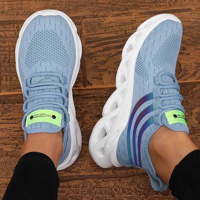 Thick Soled Sports Shoes Knitted Round Toe Shoes 3CM Block Heel Retro Style | Fashion Shoes for Men's Hiking and Walking - BON's
