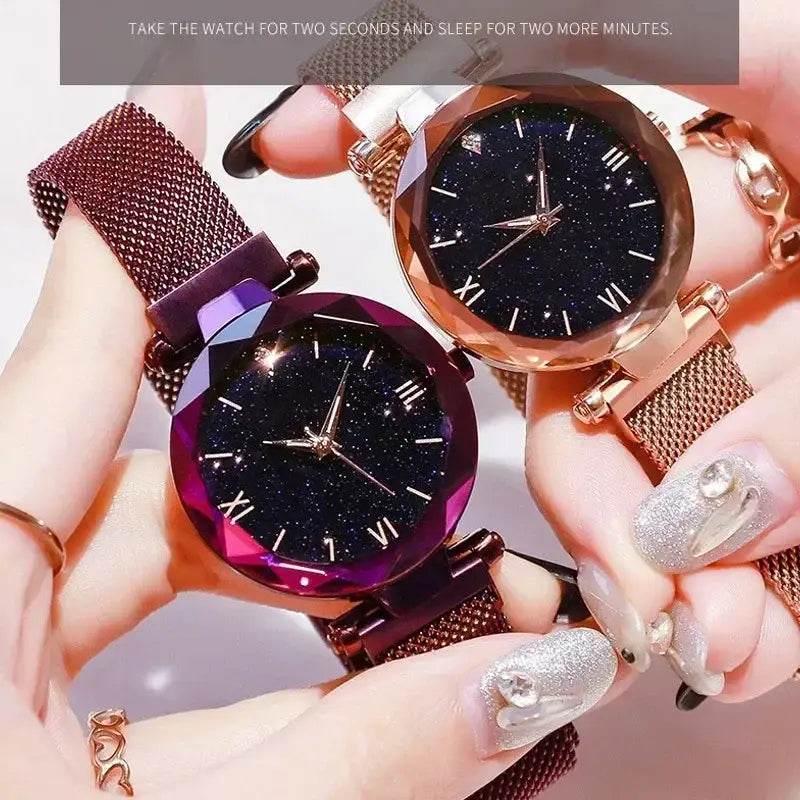 Luxury Women's Starry Sky Watch with Magnetic Mesh Belt Band - Fashion Dress Wristwatch for Women - BON's