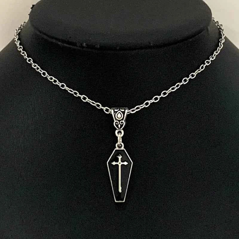 Gothic Mysterious Jewelry Enamel Halloween Charms Vampire Cross Coffin Pendants for Necklace