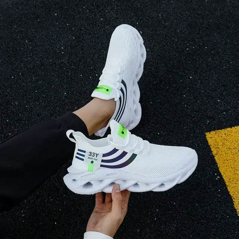 Thick Soled Sports Shoes Knitted Round Toe Shoes 3CM Block Heel Retro Style | Fashion Shoes for Men's Hiking and Walking - BON's